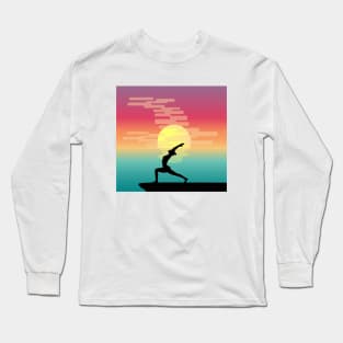 beach sunset yoga Long Sleeve T-Shirt